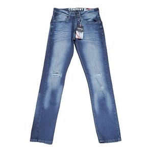 Company 81 Slim Fit Jeans Mens Size 28 x 30 Distressed Blue Dark Wash